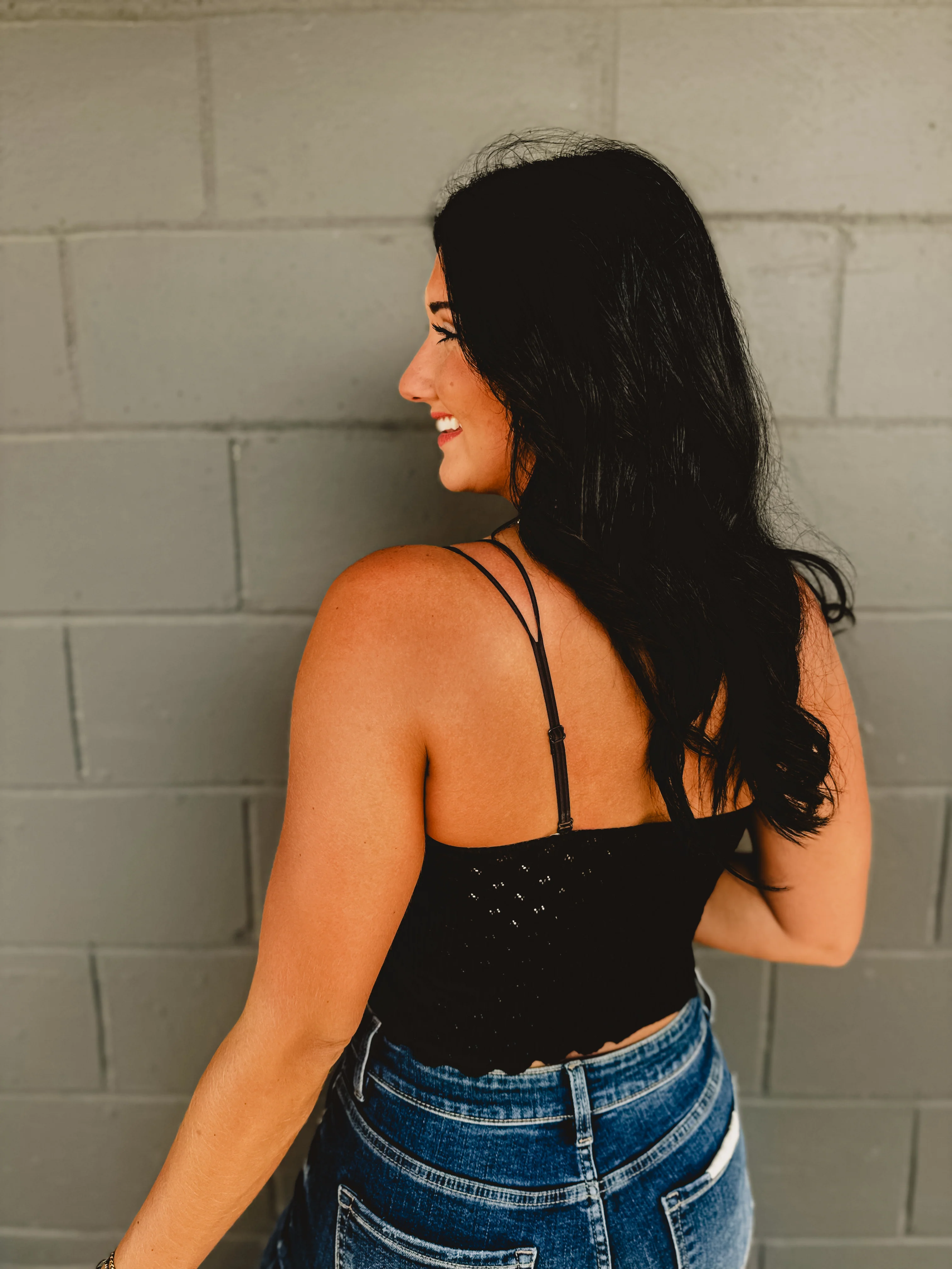 Seamless Lace Padded Bralette - Black