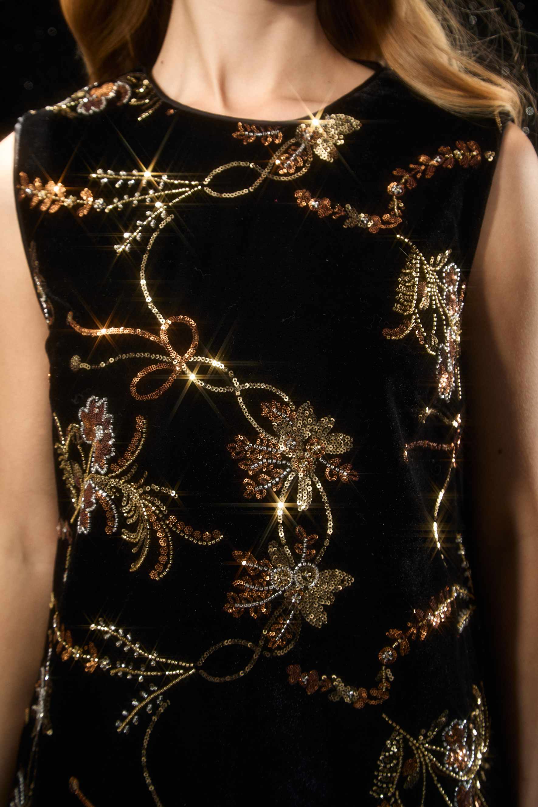 Nights Black Sequin Floral Velvet Mini Dress