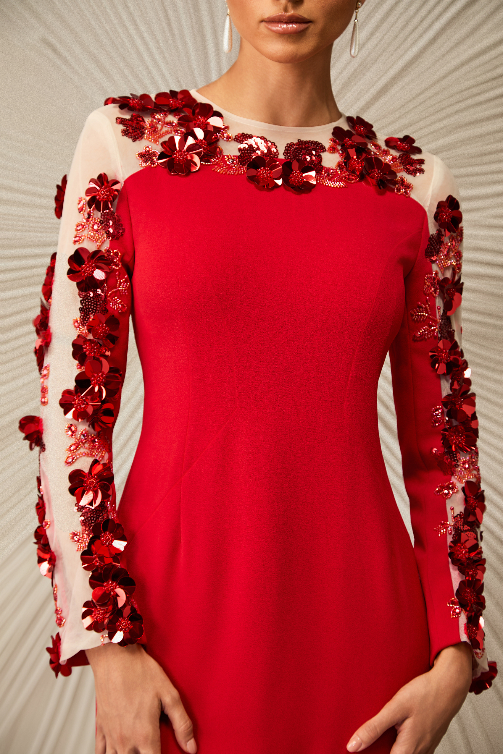 Embellished Long Sleeve Maxi Dress